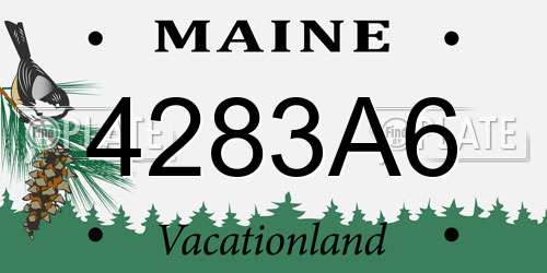 4283A6 Maine License Plate