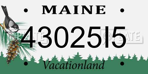 43025I5 Maine License Plate