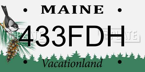 433FDH Maine License Plate