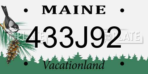 433J92 Maine License Plate