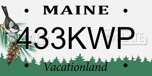433KWP Maine License Plate