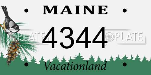 4344 Maine License Plate