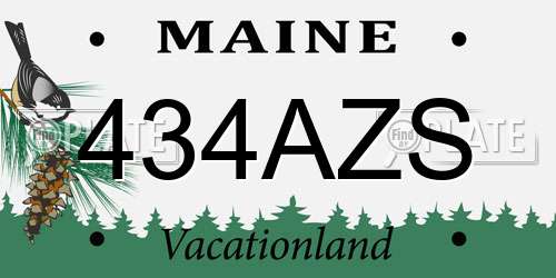 434AZS Maine License Plate