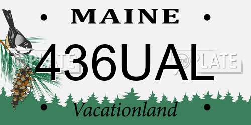 436UAL Maine License Plate