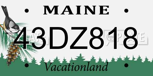 43DZ818 Maine License Plate