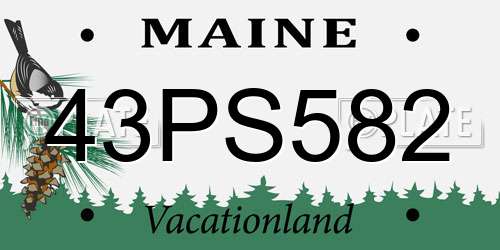 43PS582 Maine License Plate