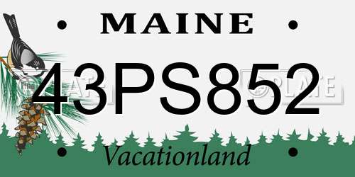 43PS852 Maine License Plate