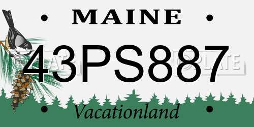 43PS887 Maine License Plate