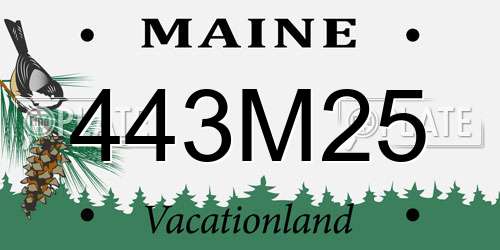 443M25 Maine License Plate