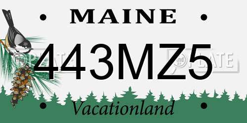 443MZ5 Maine License Plate