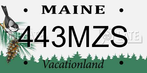 443MZS Maine License Plate