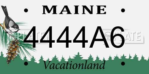 4444A6 Maine License Plate