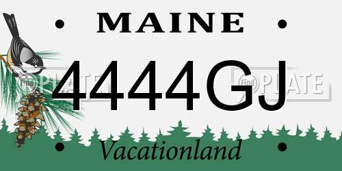 4444GJ Maine License Plate
