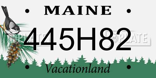 445H82 Maine License Plate