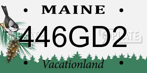 446GD2 Maine License Plate