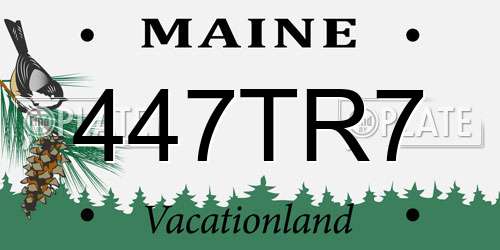 447TR7 Maine License Plate