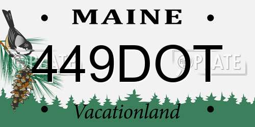 449DOT Maine License Plate