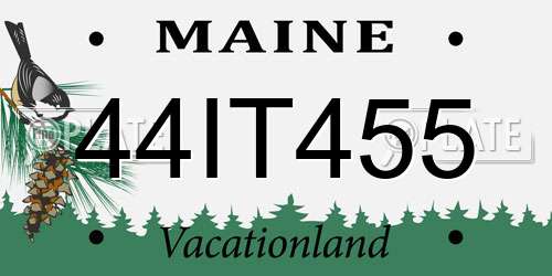 44IT455 Maine License Plate