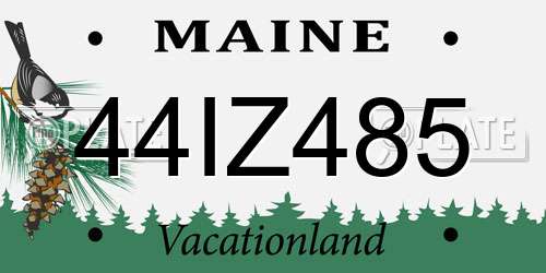 44IZ485 Maine License Plate