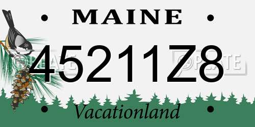 45211Z8 Maine License Plate