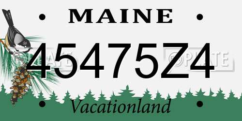 45475Z4 Maine License Plate