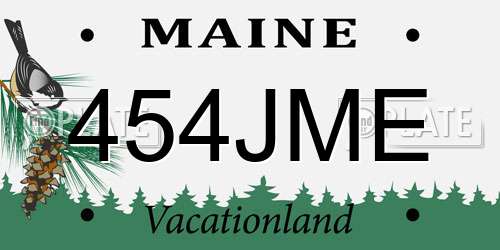 454JME Maine License Plate
