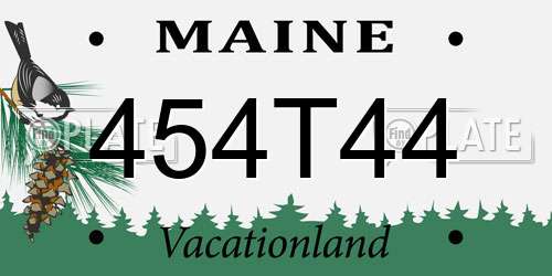 454T44 Maine License Plate