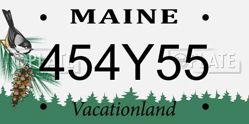 454Y55 Maine License Plate