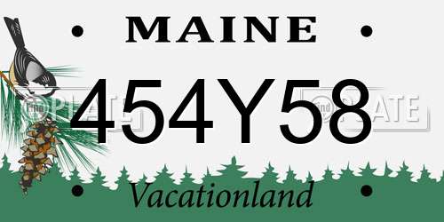 454Y58 Maine License Plate