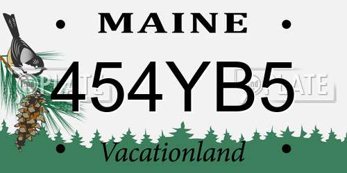 454YB5 Maine License Plate