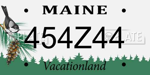 454Z44 Maine License Plate