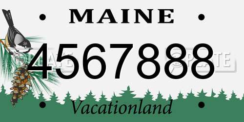 4567888 Maine License Plate