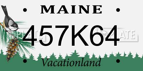 457K64 Maine License Plate