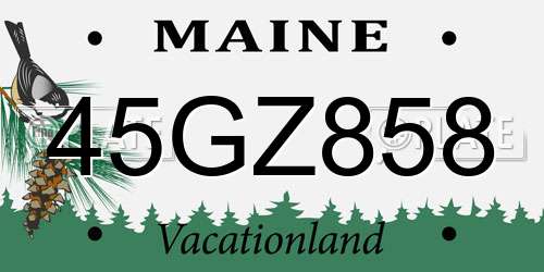 45GZ858 Maine License Plate