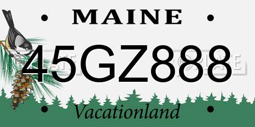45GZ888 Maine License Plate