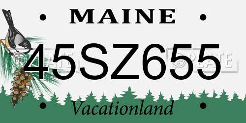 45SZ655 Maine License Plate