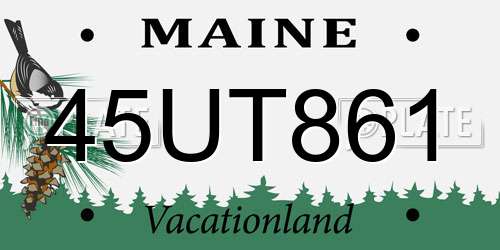 45UT861 Maine License Plate