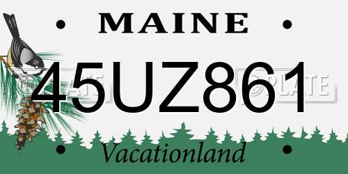 45UZ861 Maine License Plate