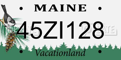 45ZI128 Maine License Plate
