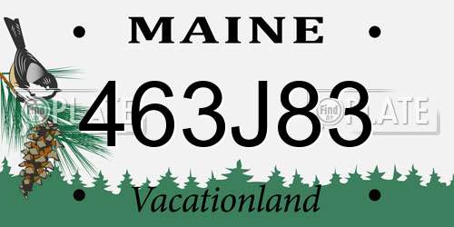 463J83 Maine License Plate