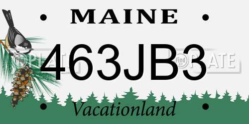 463JB3 Maine License Plate