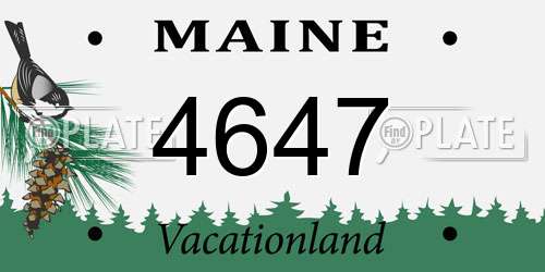 4647 Maine License Plate