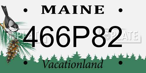 466P82 Maine License Plate