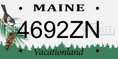 4692ZN Maine License Plate
