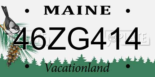 46ZG414 Maine License Plate