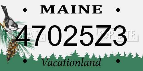 47025Z3 Maine License Plate