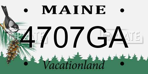 4707GA Maine License Plate