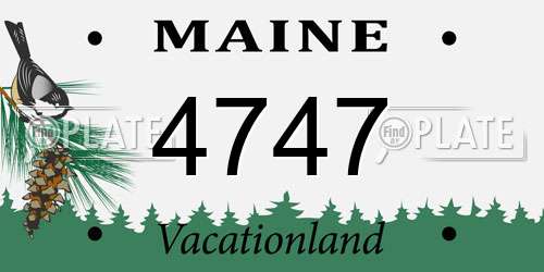 4747 Maine License Plate