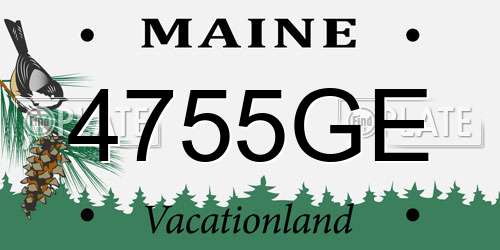 4755GE Maine License Plate