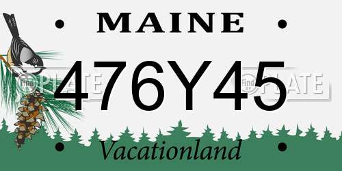 476Y45 Maine License Plate